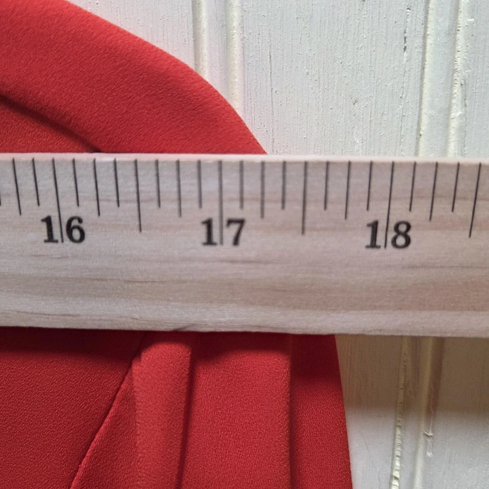 Carmen Marc Valvo Blouse Womens 2X Red Round Neck Long Sleeve Zip Top Woven - Picture 4 of 5